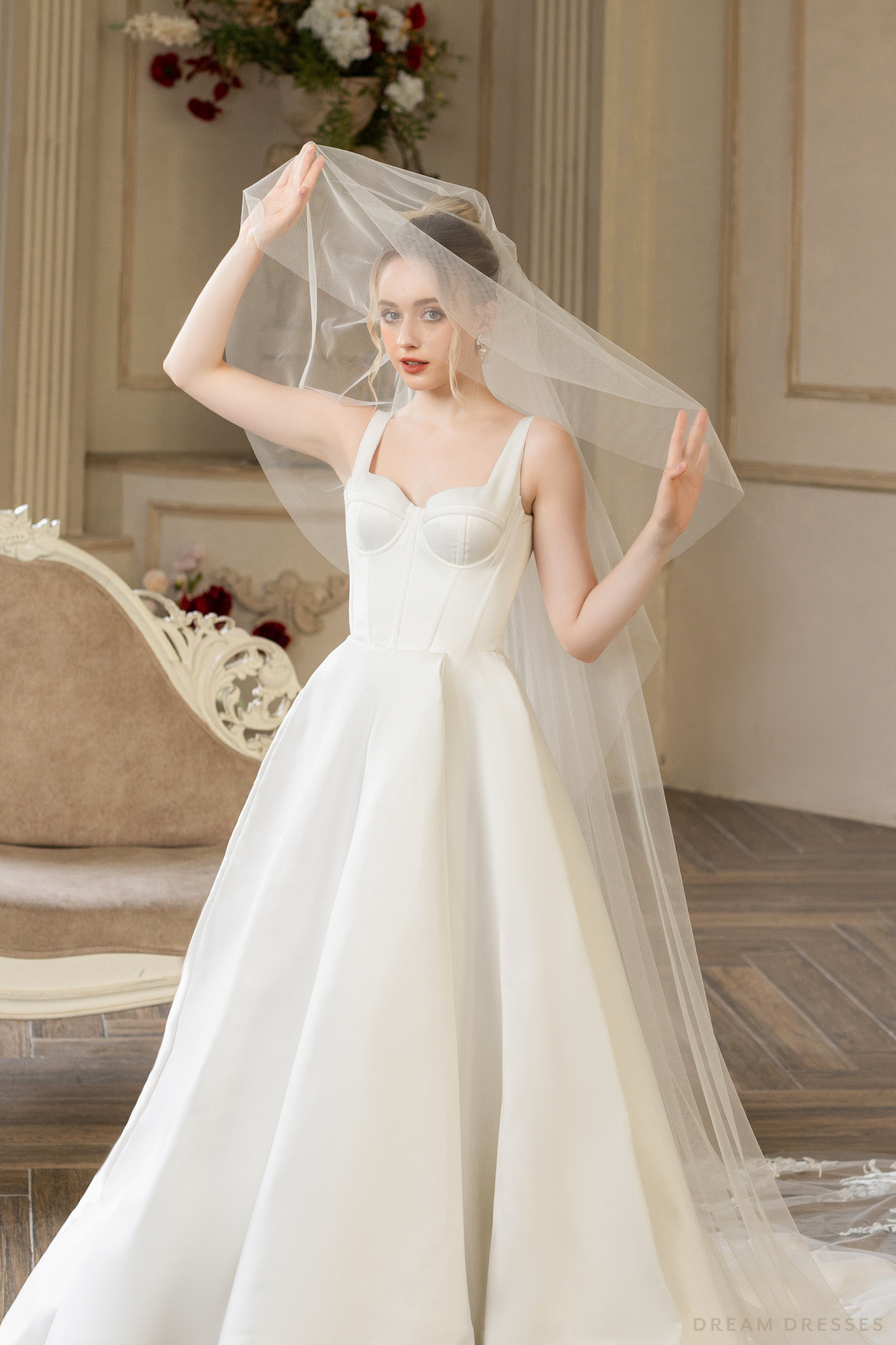 Bridal Drop Veil with Lace (#LAVANDE)