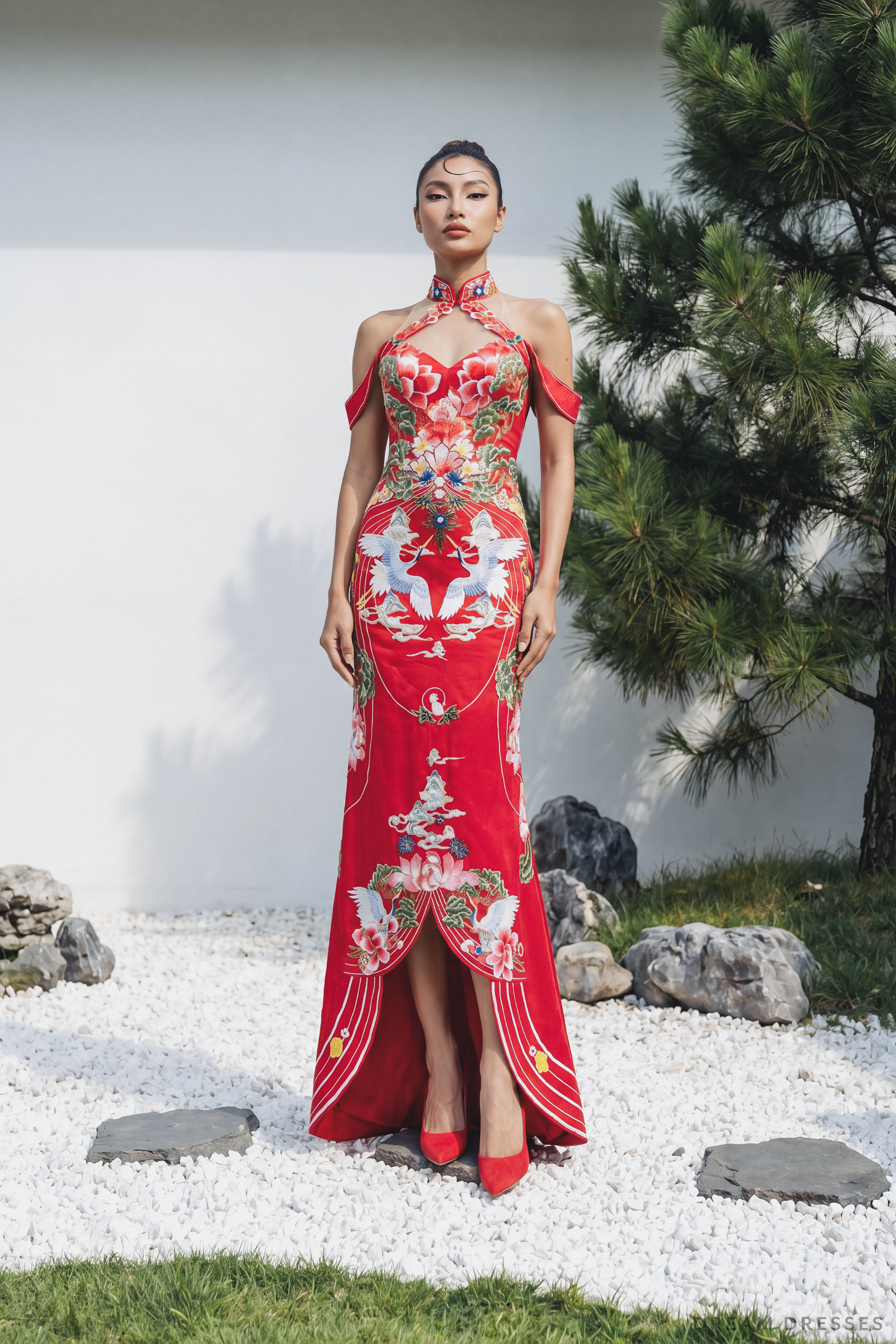 Chinese Cheongsam Wedding Dress | Red Modern Cheongsam Bridal Dress (#QIN)