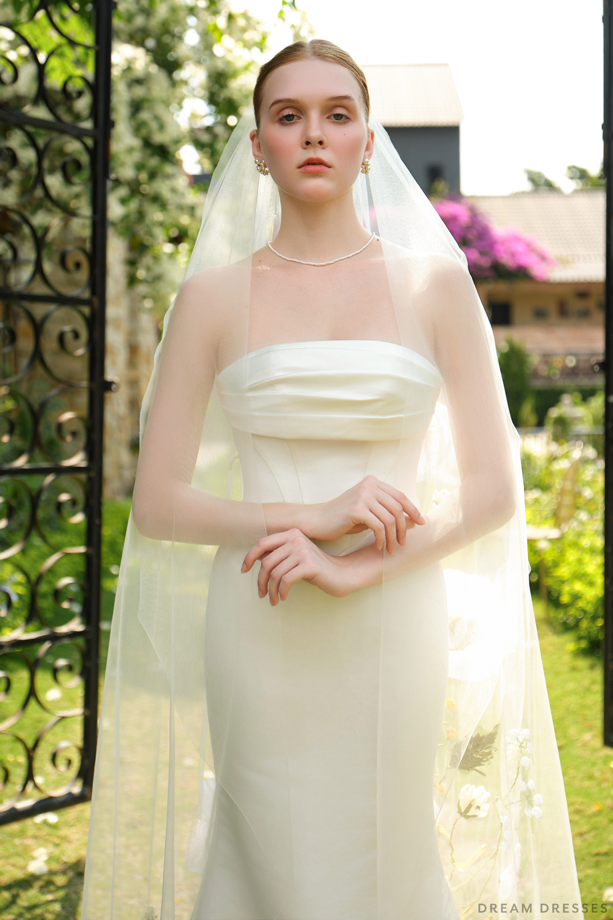 Handcrafted Floral & Ribbon Wedding Veil (#FLORA)