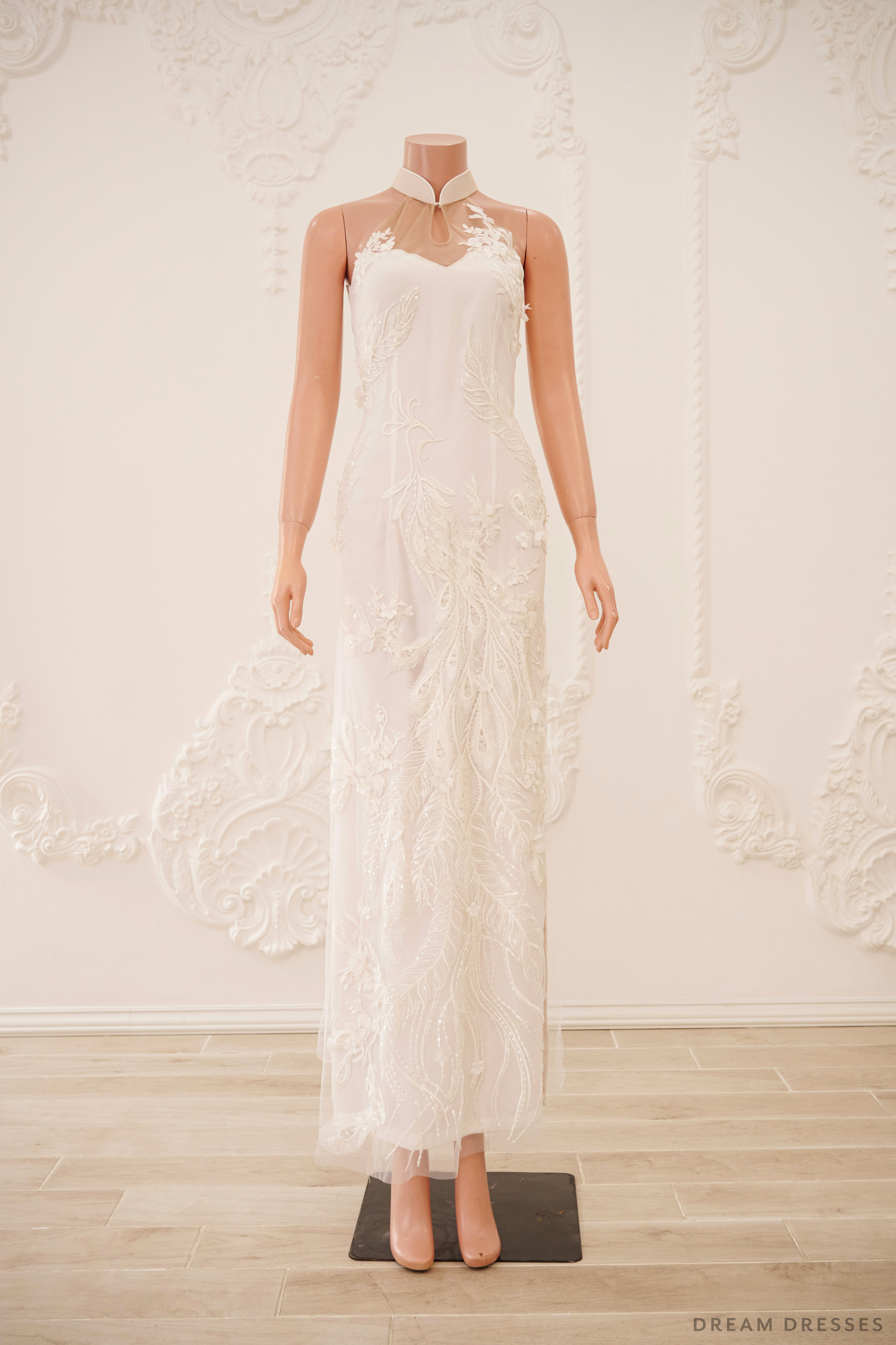 White Bridal Cheongsam | Couture Lace Modern Cheongsam (#JULIA) - Dream Dresses by P.M.N.