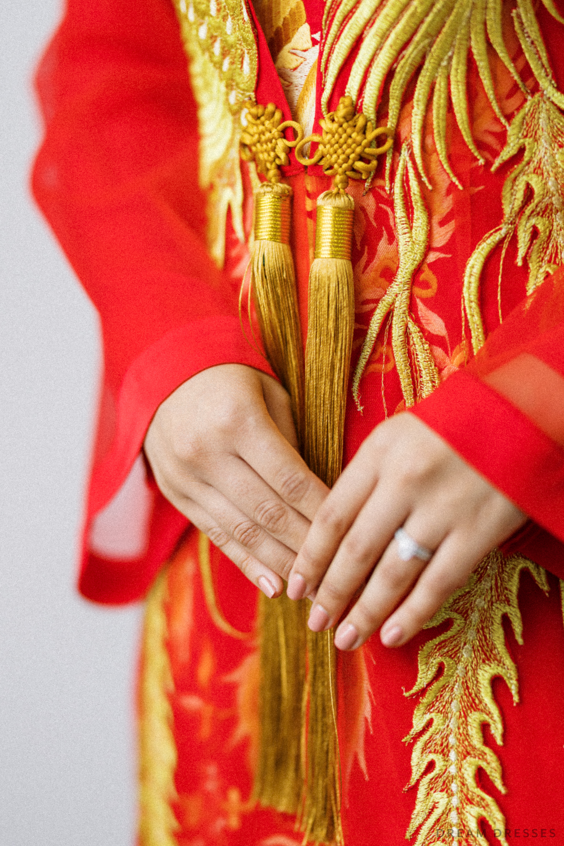 Red and Gold Ao Dai OverCoat | Traditional Vietnamese Bridal OverCoat  (#MYPHUONG) - Dream Dresses by P.M.N.