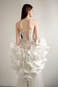 Haute Couture Wedding Cape with Flowers (#ORALIE) - Dream Dresses by P.M.N.