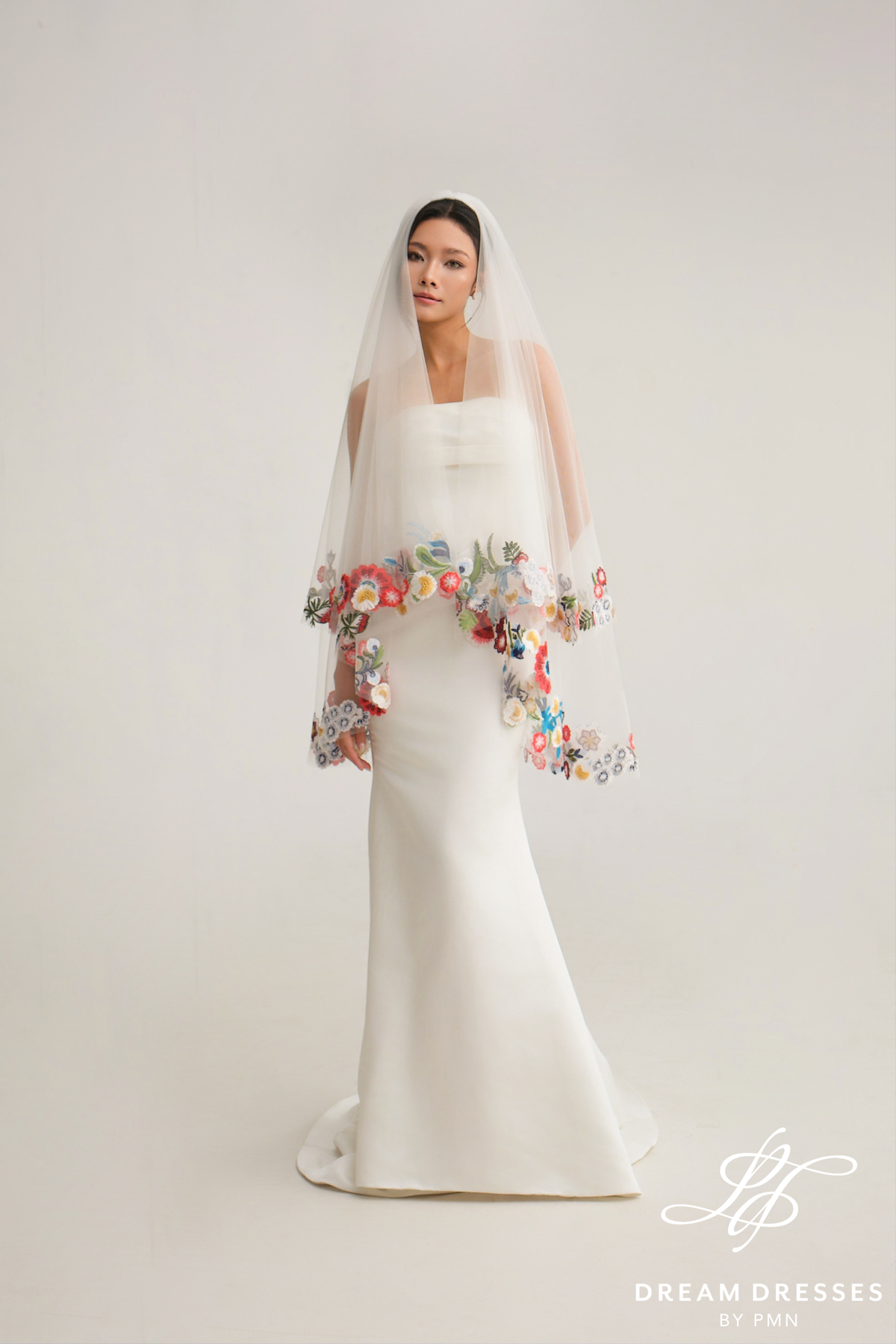 Fingertip Length Veil with Blusher Layer (#FLEUR) - Dream Dresses by P.M.N.