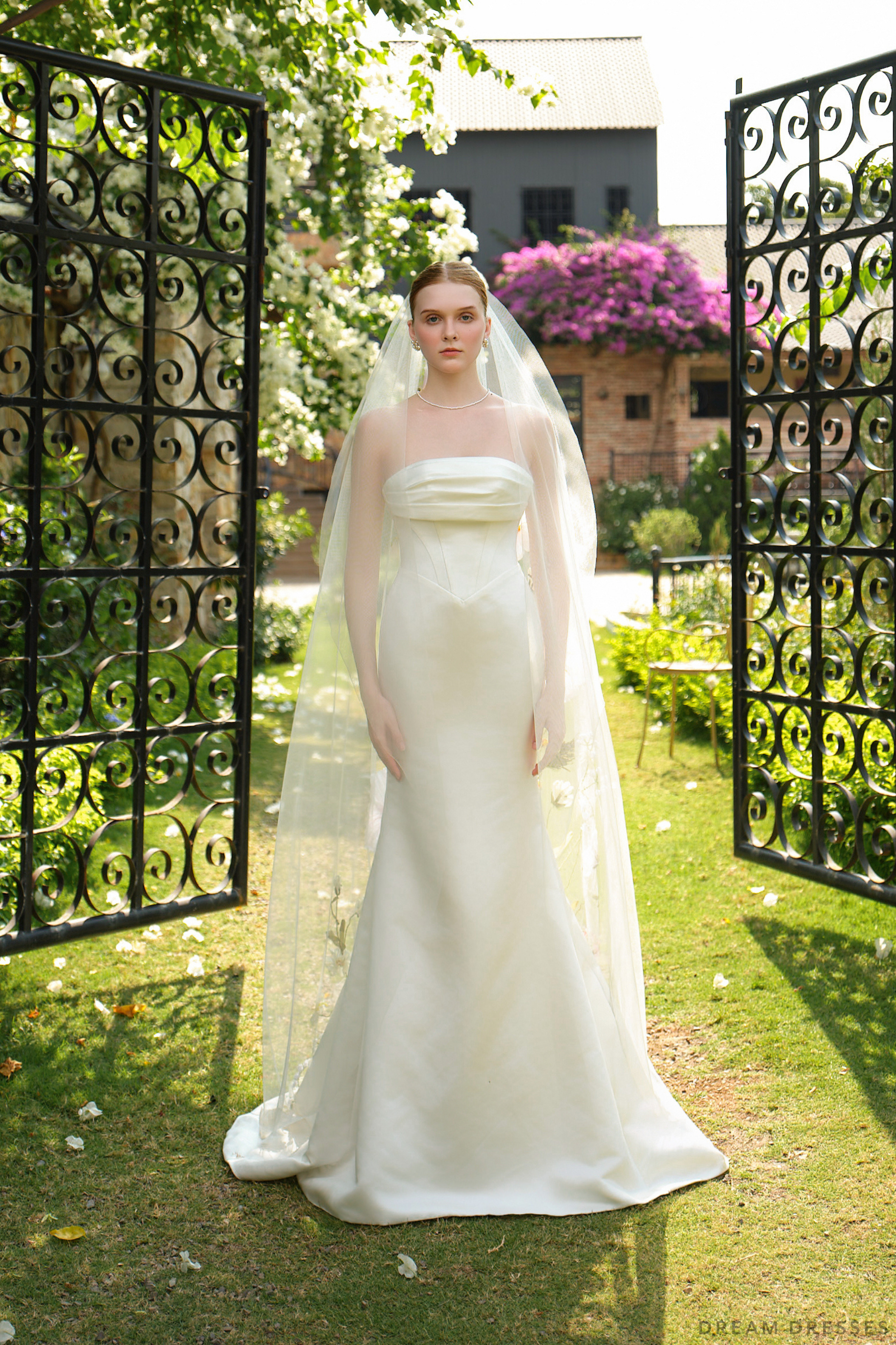 Handcrafted Floral & Ribbon Wedding Veil (#FLORA) - Dream Dresses by P.M.N.