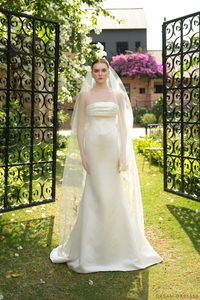 Handcrafted Floral & Ribbon Wedding Veil (#FLORA) - Dream Dresses by P.M.N.