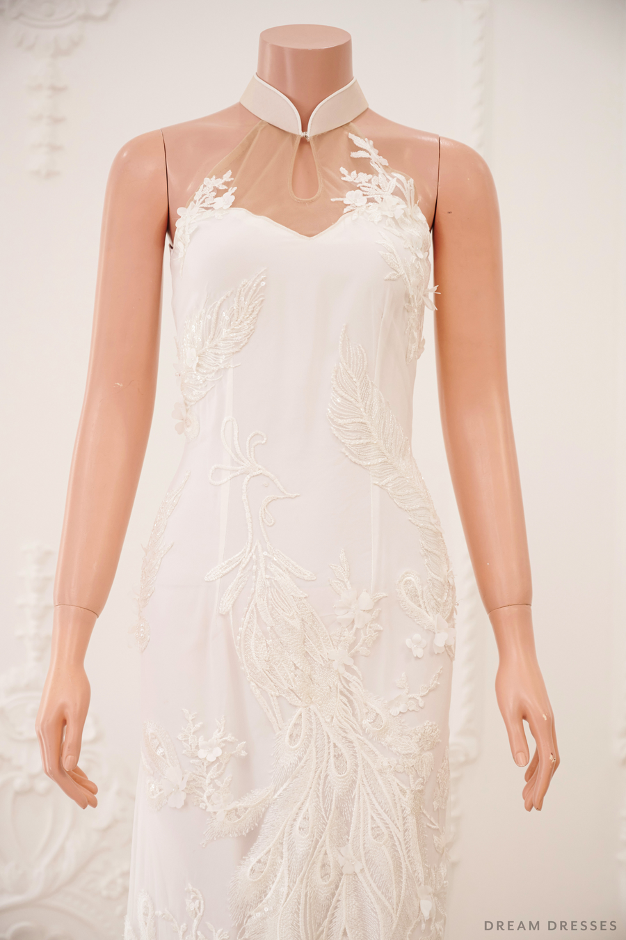 White Bridal Cheongsam | Couture Lace Modern Cheongsam (#JULIA) - Dream Dresses by P.M.N.