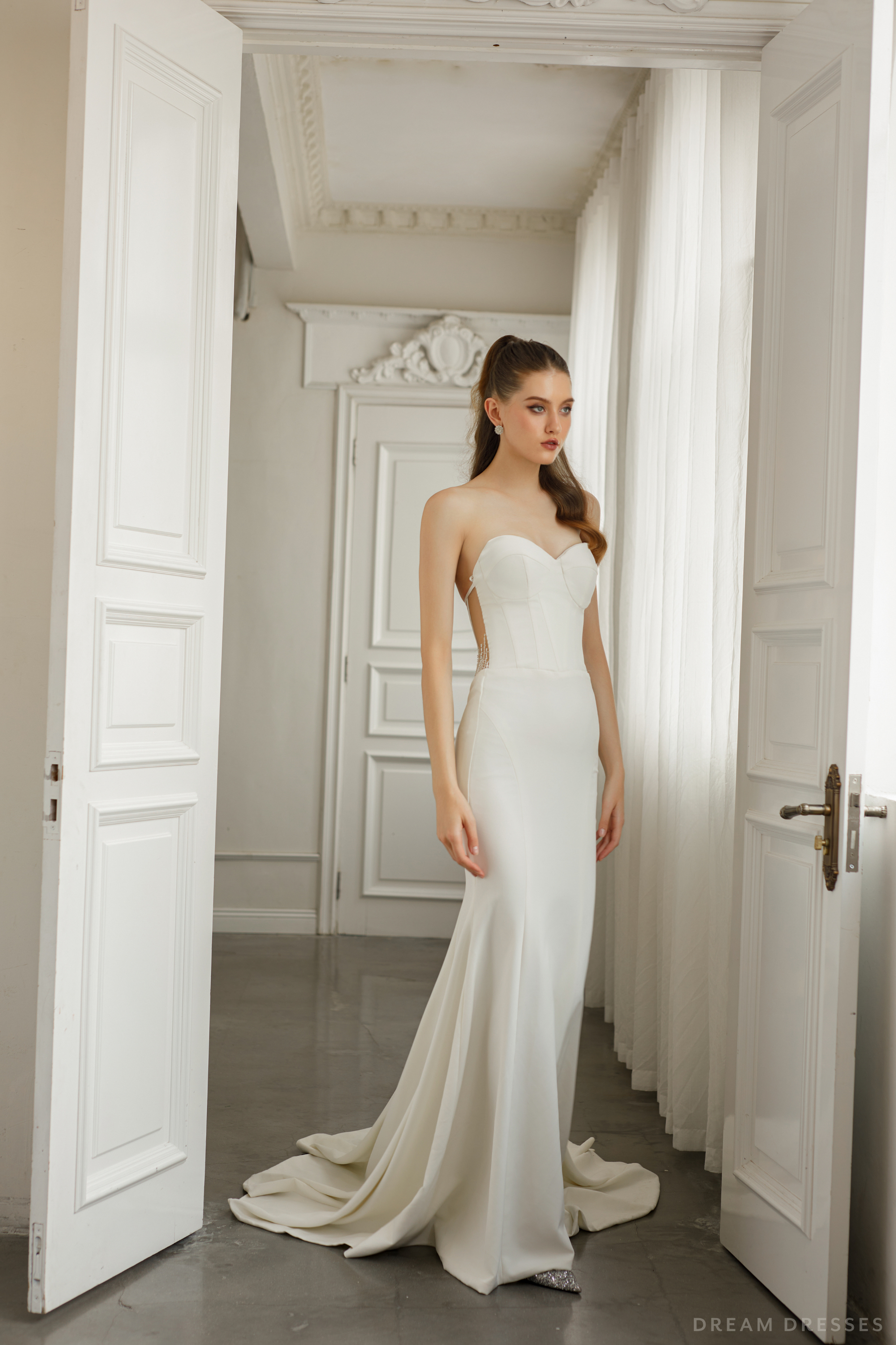 Strapless Minimalist Wedding Dress (#NATASHA) - Dream Dresses by P.M.N.