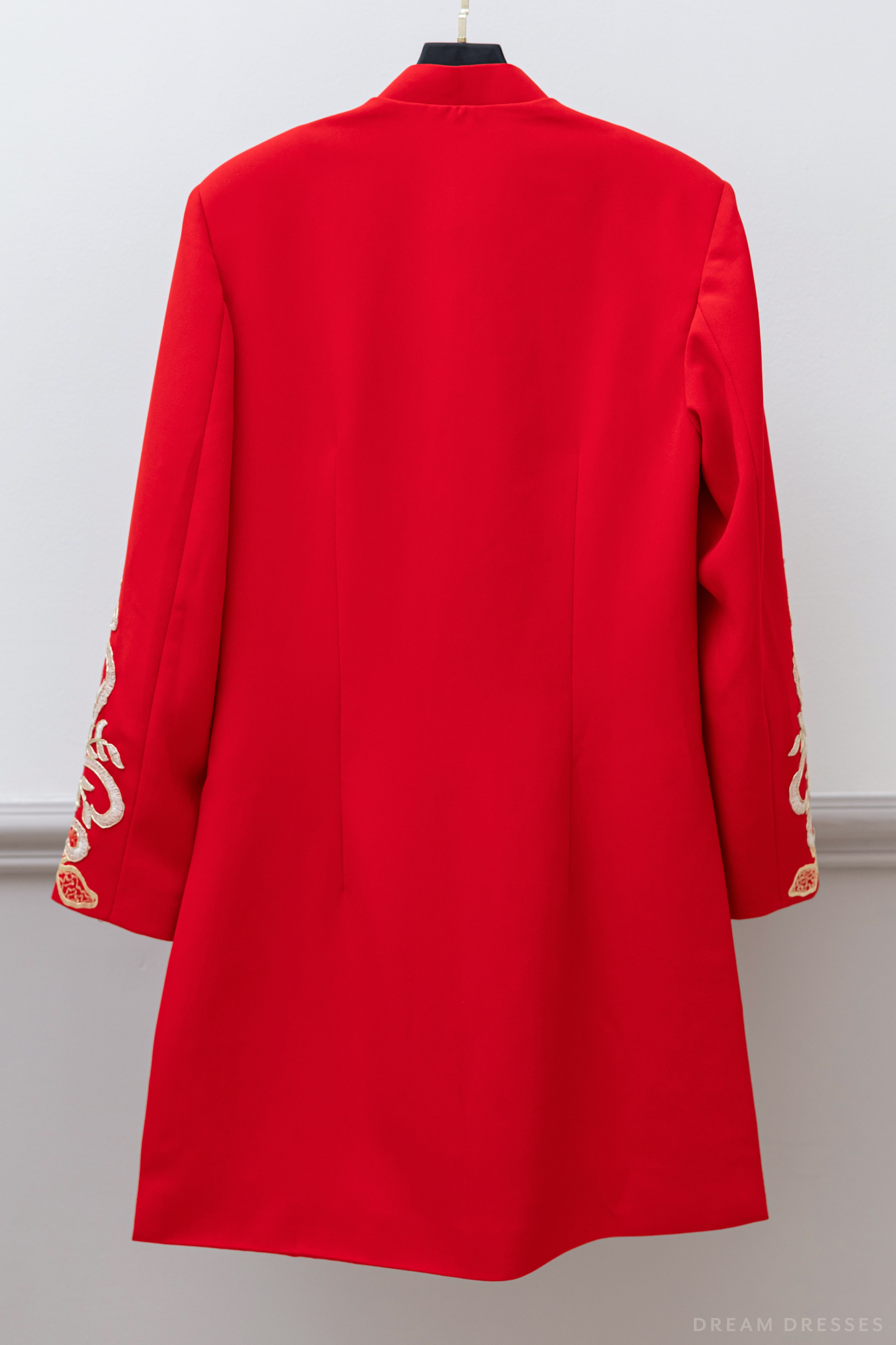 Red and Gold Groom Jacket with Dragon Embroidery| Red Chinese Tang Suit (#Khang)