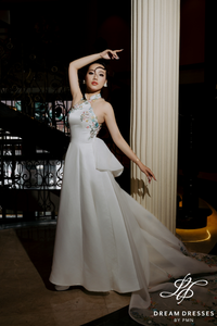Asian-inspired Wedding Dress with Embroidery (#WANQI)