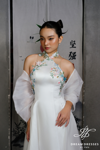 Asian-inspired Wedding Dress with Embroidery (#WANQI)