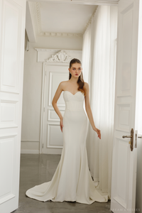 Strapless Minimalist Wedding Dress (#NATASHA) - Dream Dresses by P.M.N.