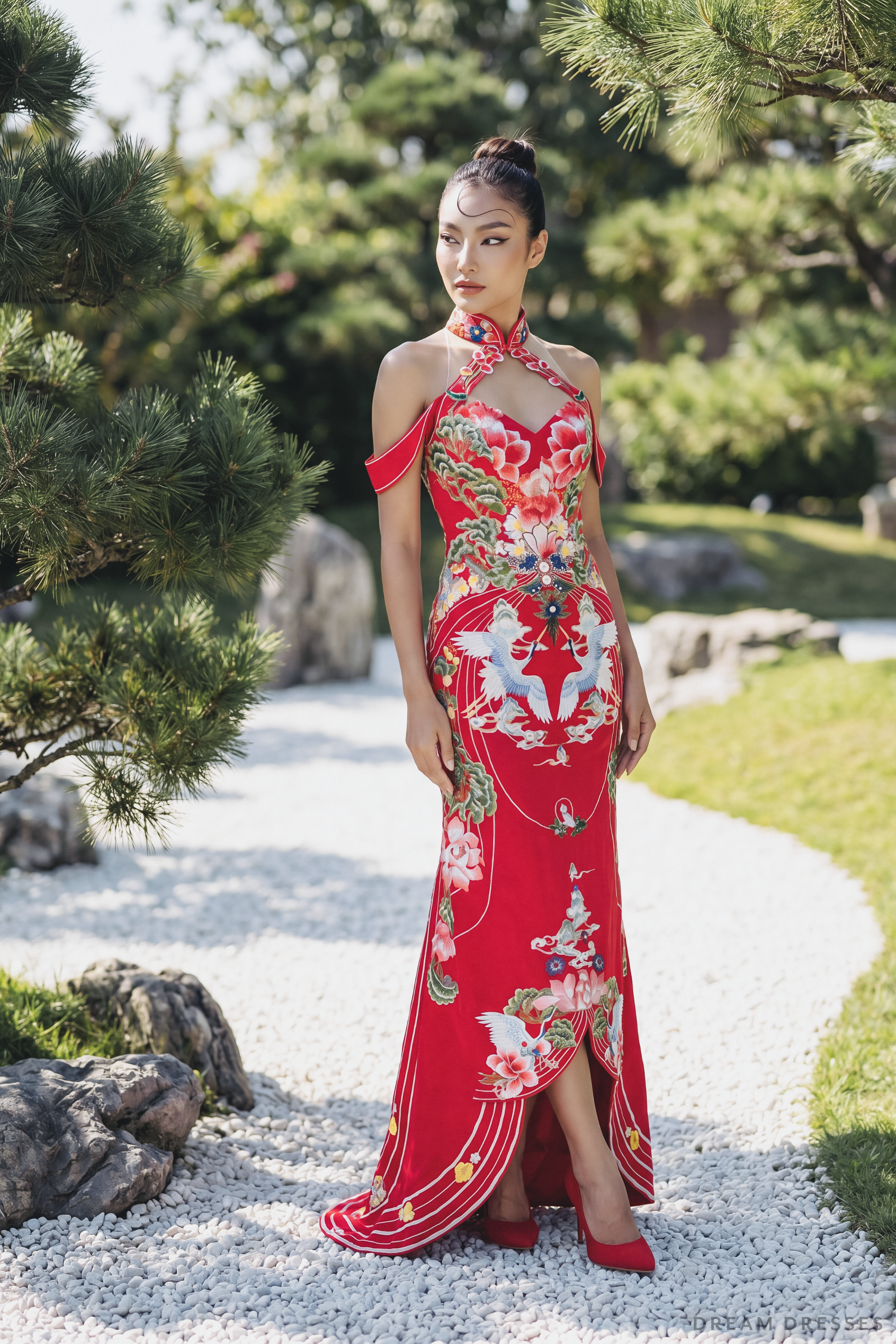 Chinese Cheongsam Wedding Dress | Red Modern Cheongsam Bridal Dress (#QIN)