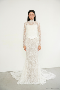 French Lace Wedding Dress Topper (#DORIS) - Dream Dresses by P.M.N.