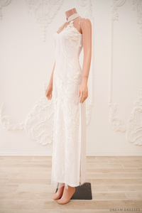 White Bridal Cheongsam | Couture Lace Modern Cheongsam (#JULIA) - Dream Dresses by P.M.N.
