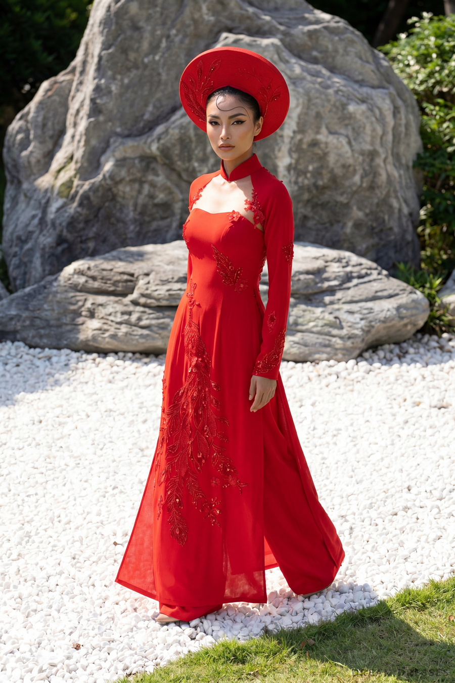 Red Bridal Ao Dai | Modern Vietnamese Bridal Dress (#AYLIN) - Dream Dresses by P.M.N.