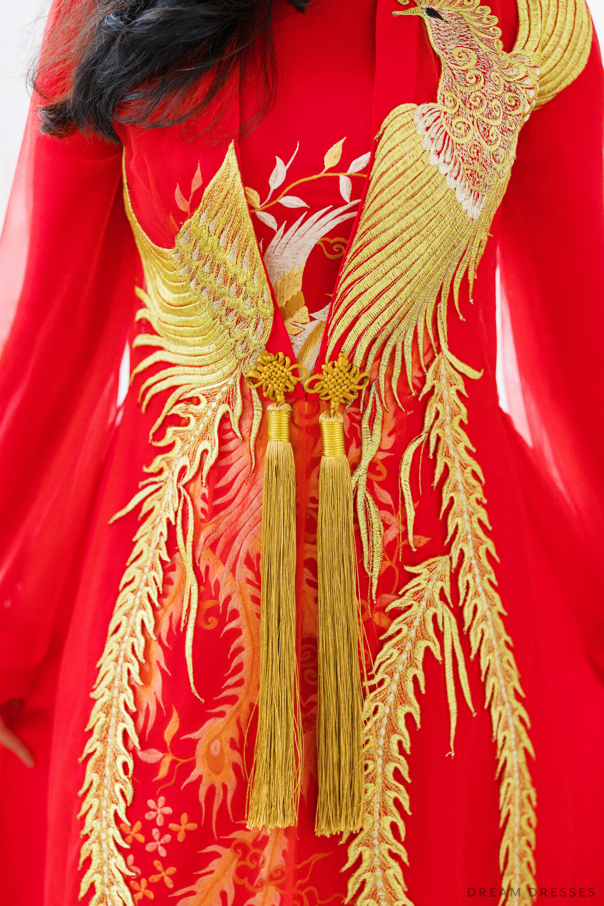 Red and Gold Ao Dai OverCoat | Traditional Vietnamese Bridal OverCoat  (#MYPHUONG) - Dream Dresses by P.M.N.