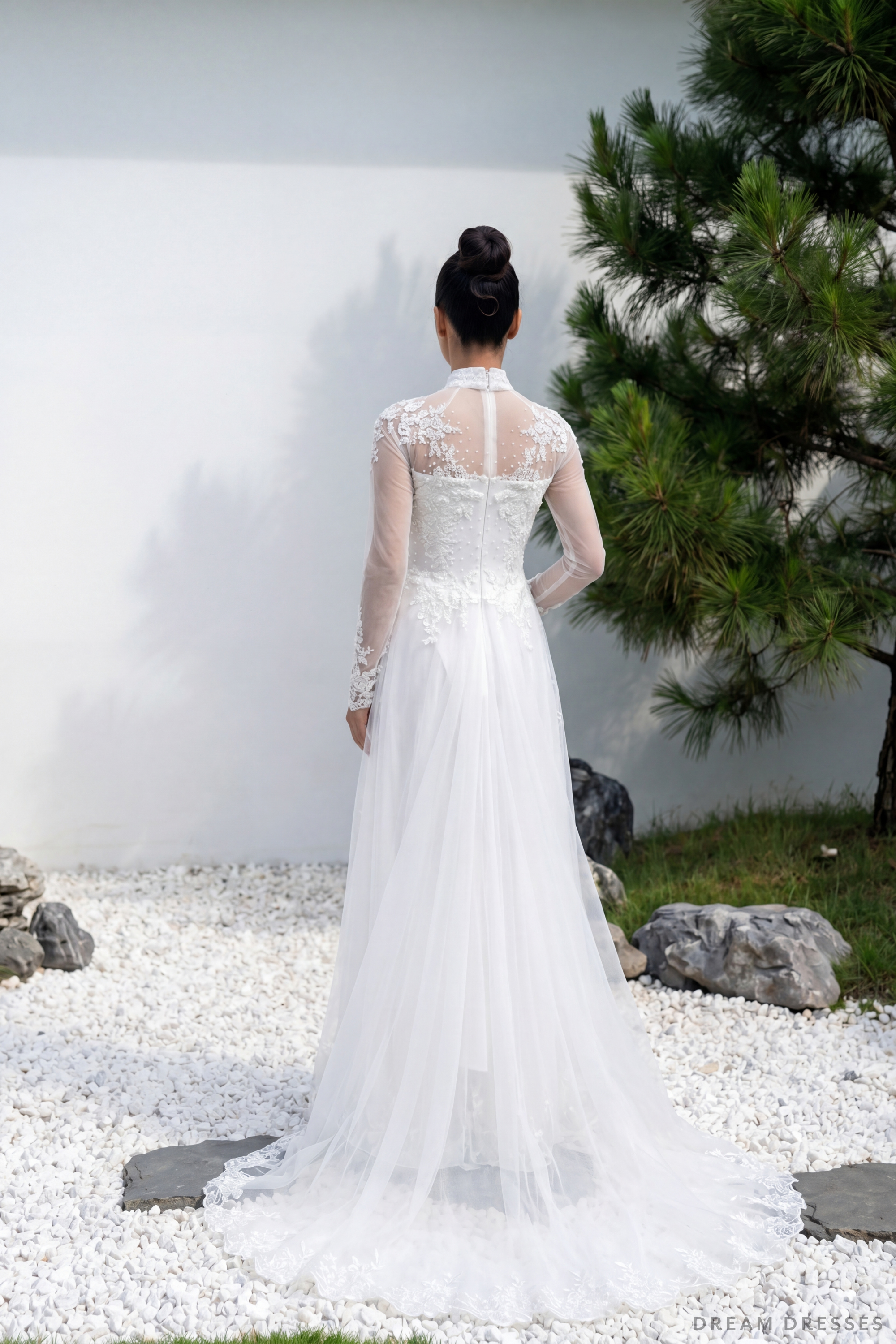 White Bridal Ao Dai | Modern Vietnamese Bridal Dress (#LING)
