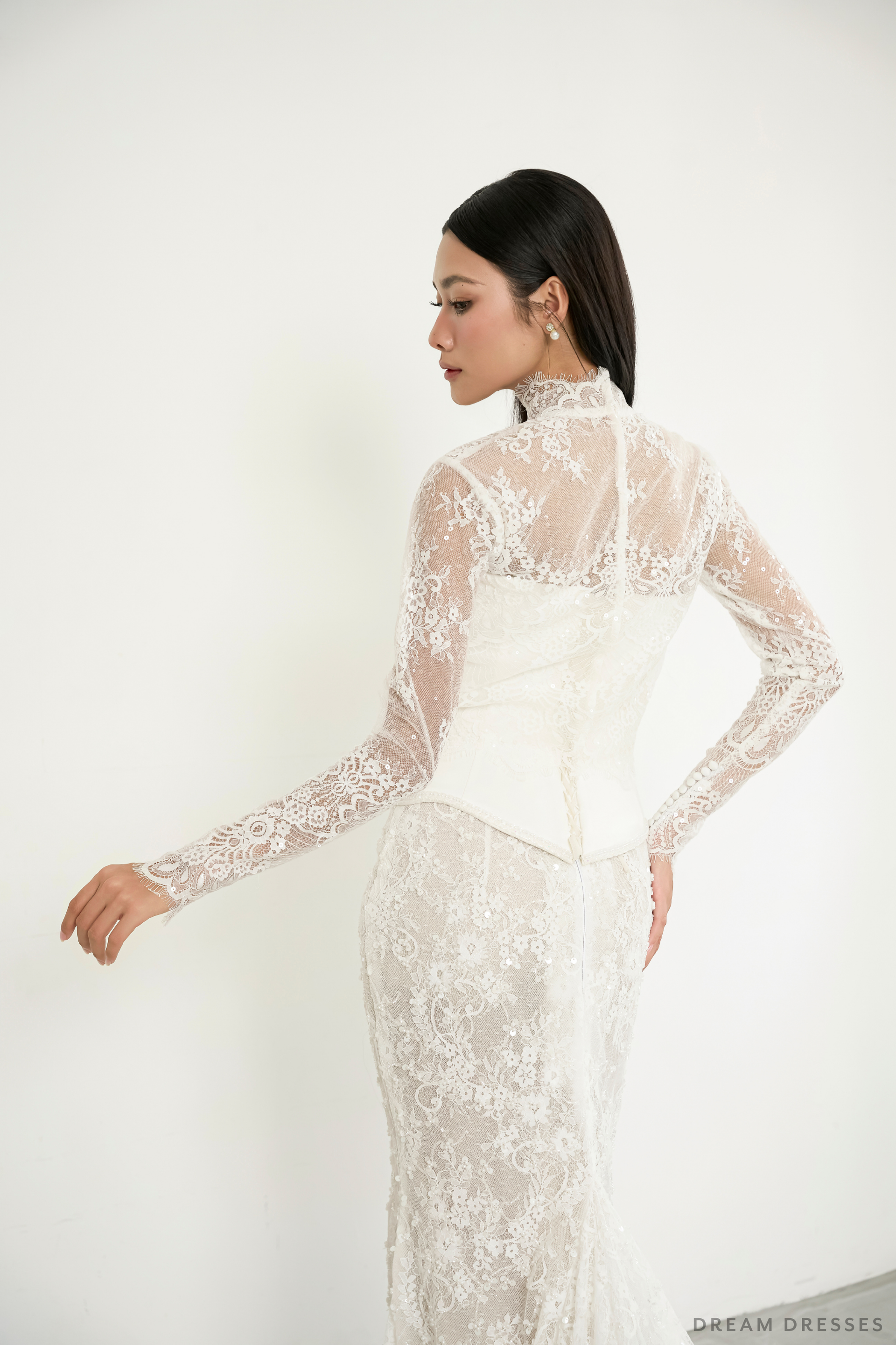 French Lace Wedding Dress Topper (#DORIS) - Dream Dresses by P.M.N.