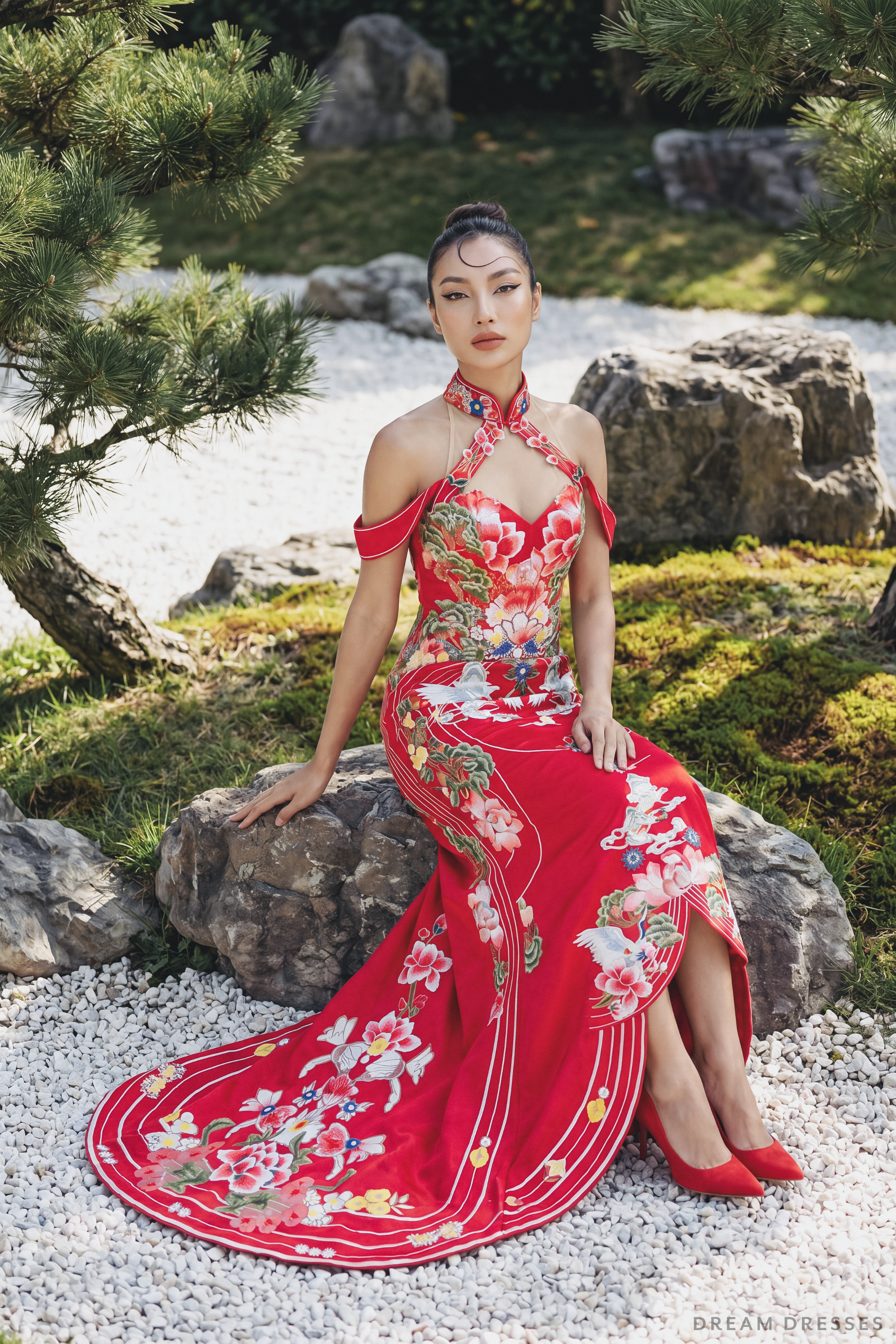 Chinese Cheongsam Wedding Dress | Red Modern Cheongsam Bridal Dress (#QIN)