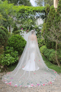 Drop Veil with Colorful Floral Lace (#EMMA) - Dream Dresses by P.M.N.