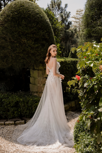 3D Lace Wedding Dress with High Slit (#JUSTYNE) - Dream Dresses by P.M.N.