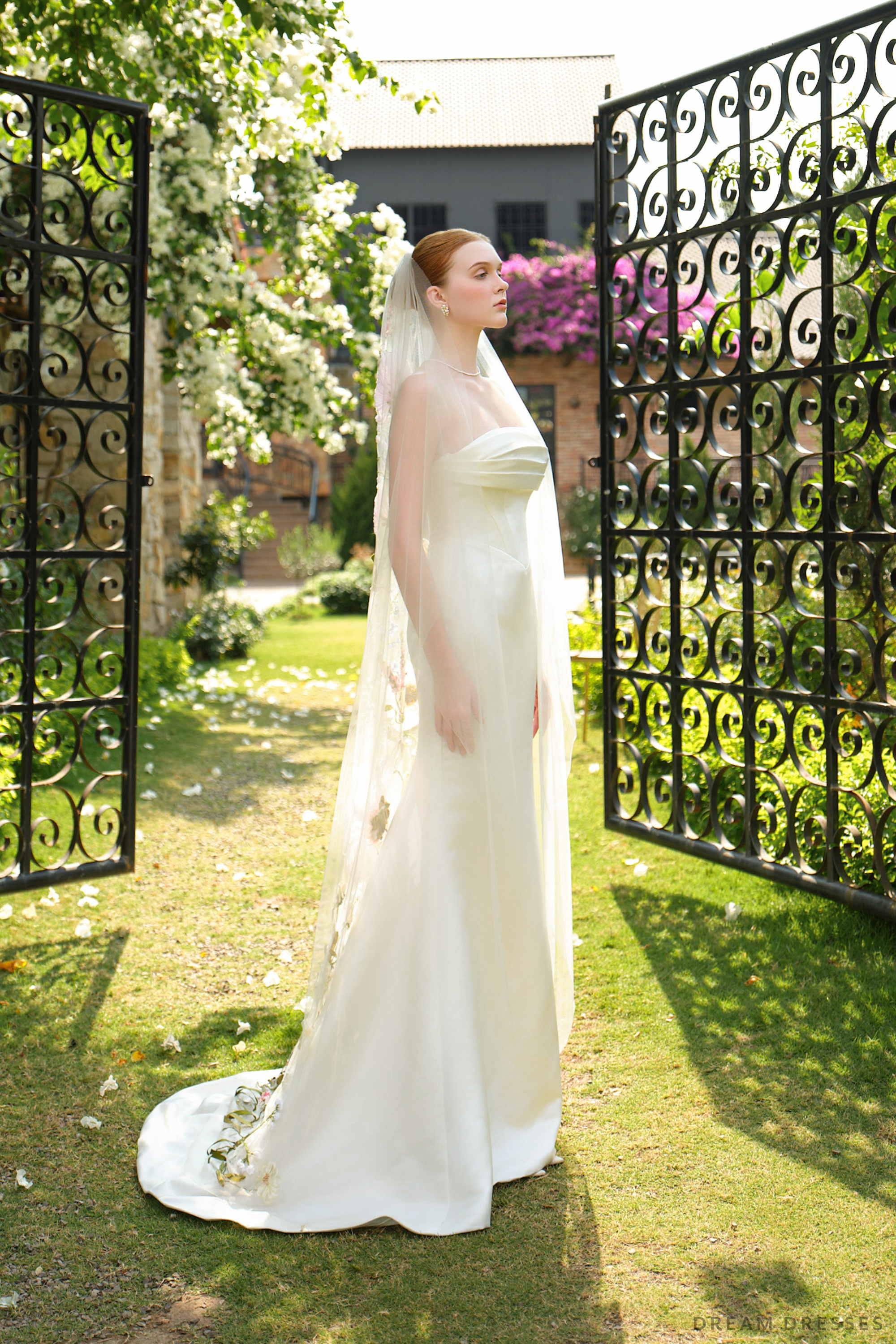 Handcrafted Floral & Ribbon Wedding Veil (#FLORA)
