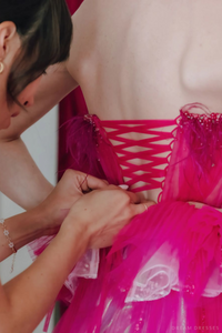 Pink Wedding Dress Ball Gown with Removable Skirt (#Maggie) - Dream Dresses by P.M.N.
