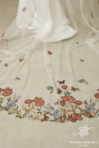 Colorful Floral Embroidery Drop Veil (#ALLURE)