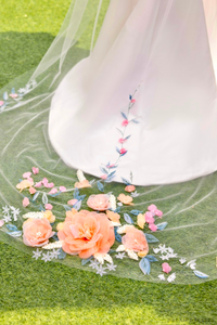 Single Tier 3D Flowers Wedding Veil (#KINSEY) - Dream Dresses by P.M.N.