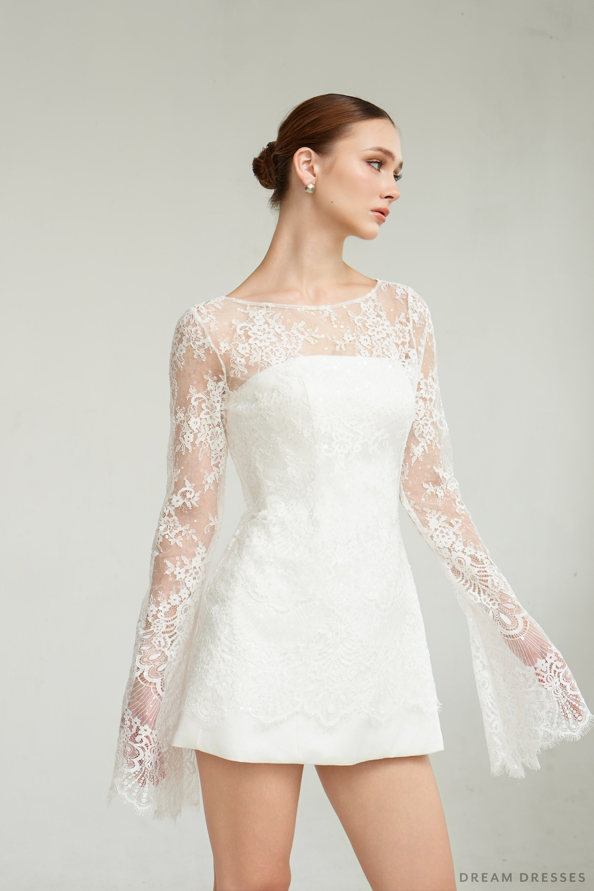 Mini Dress with Lace Overlay (#MANDARINA)