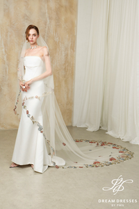 Colorful Floral Embroidery Drop Veil (#ALLURE)
