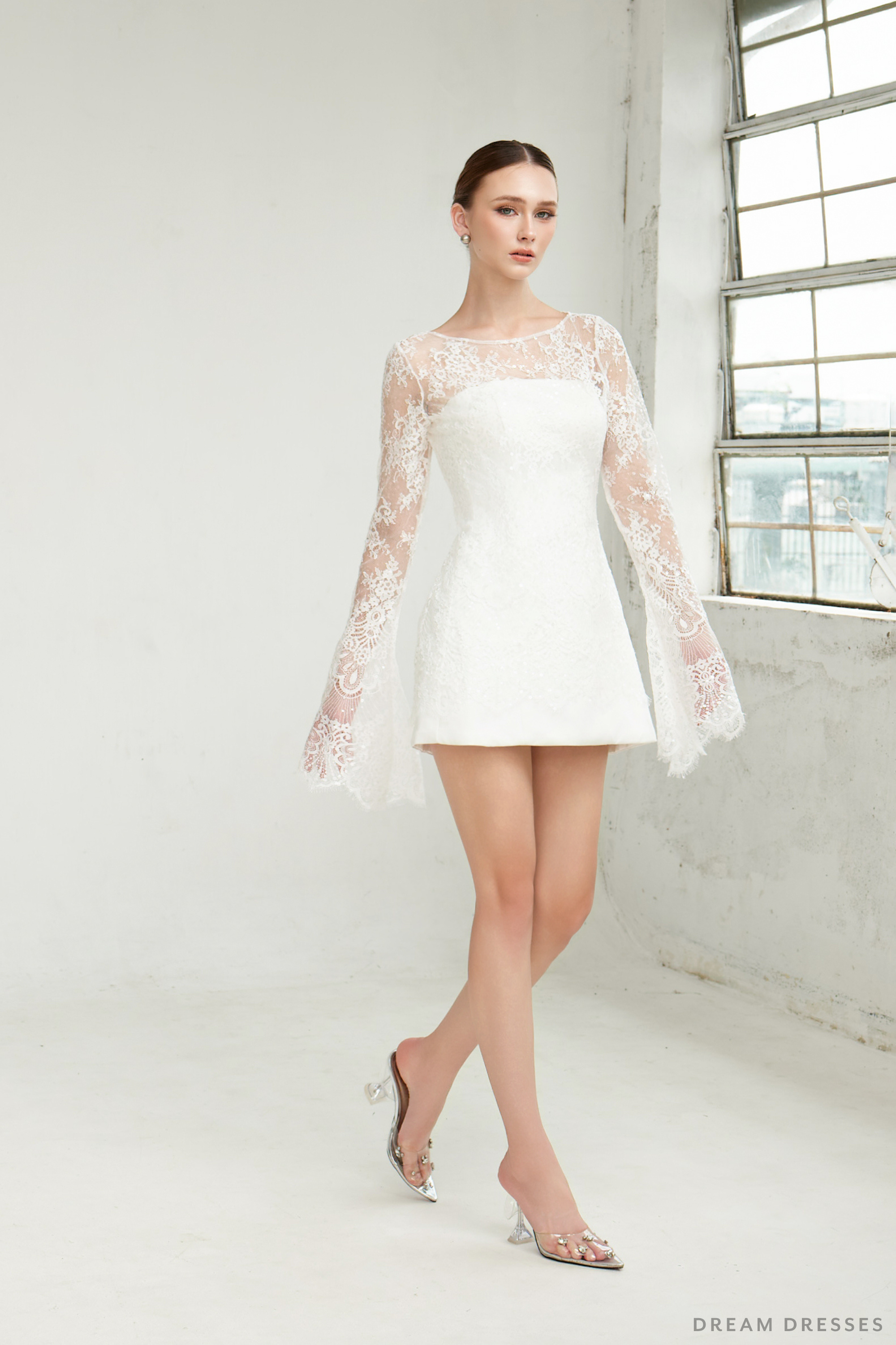 Mini Dress with Lace Overlay (#MANDARINA) - Dream Dresses by P.M.N.