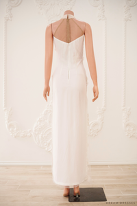 White Bridal Cheongsam | Couture Lace Modern Cheongsam (#JULIA) - Dream Dresses by P.M.N.
