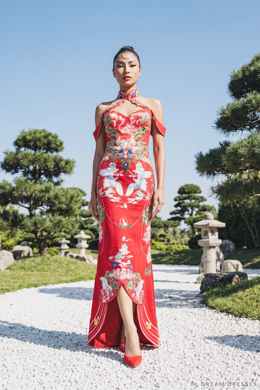 Chinese Cheongsam Wedding Dress | Red Modern Cheongsam Bridal Dress (#QIN) - Dream Dresses by P.M.N.