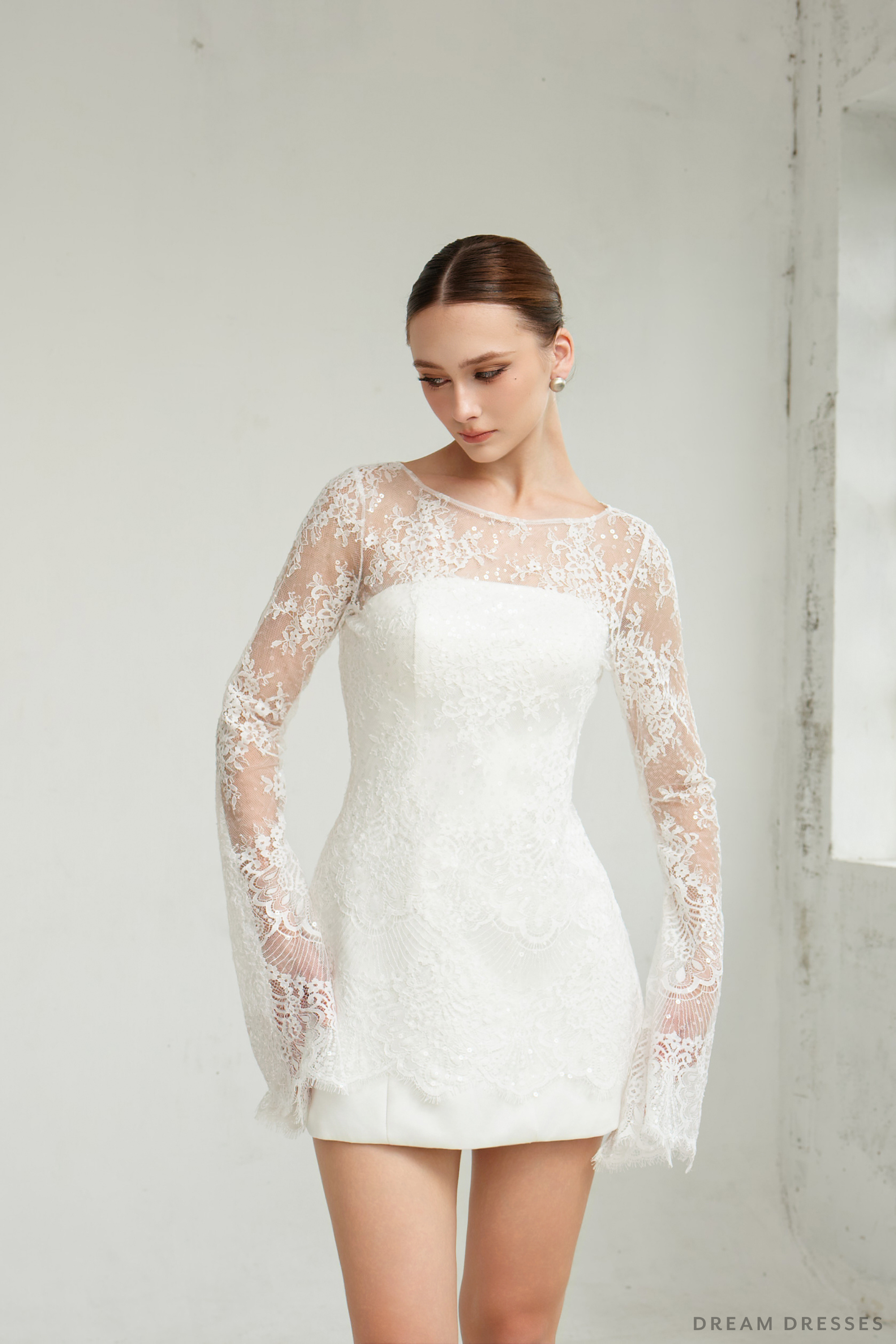 Mini Dress with Lace Overlay (#MANDARINA)
