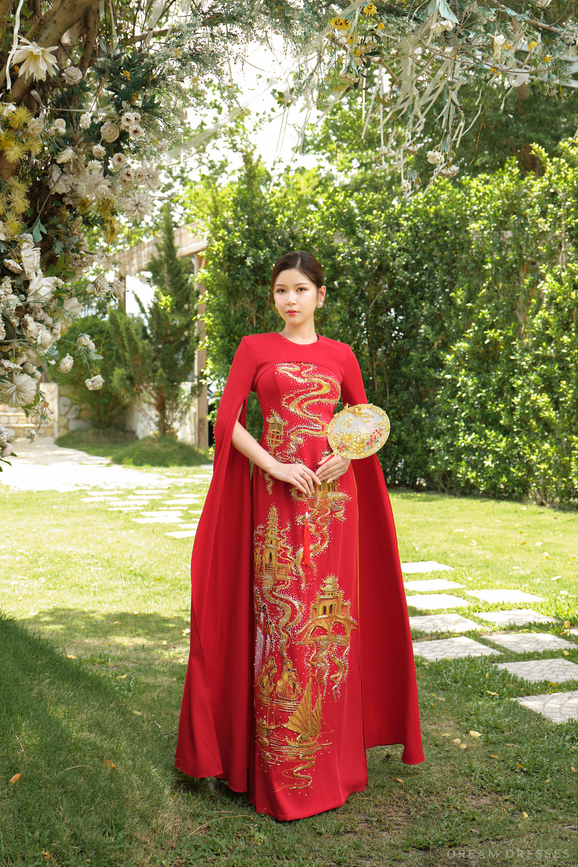 Red Bridal Ao Dai | Vietnamese Modern Bridal Dress (#AZALEA) - Dream Dresses by P.M.N.