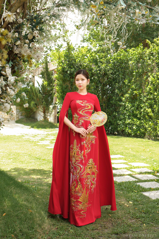 Ao Dai Detachable Cape | Vietnamese Bridal Dress (#EMPRESS)