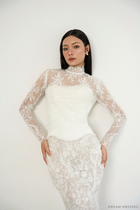French Lace Wedding Dress Topper (#DORIS) - Dream Dresses by P.M.N.