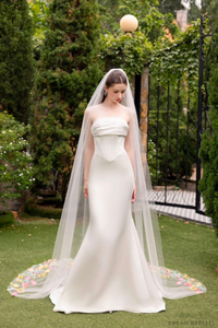 3D Flowers Cathedral Bridal Veil (#ROISIN) - Dream Dresses by P.M.N.