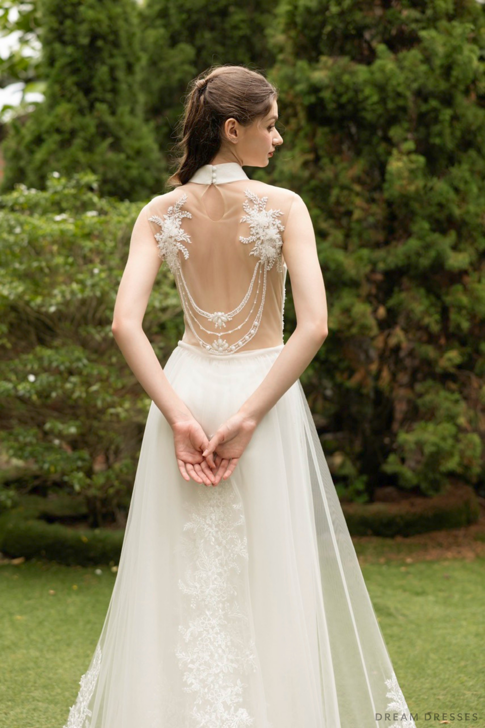 White Ao Dai | Modern Vietnamese Bridal Dress with Couture Lace (#KINA) - Dream Dresses by P.M.N.