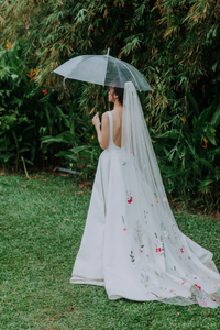 One Tier Colorful Floral Veil (#FLORAL) - Dream Dresses by P.M.N.
