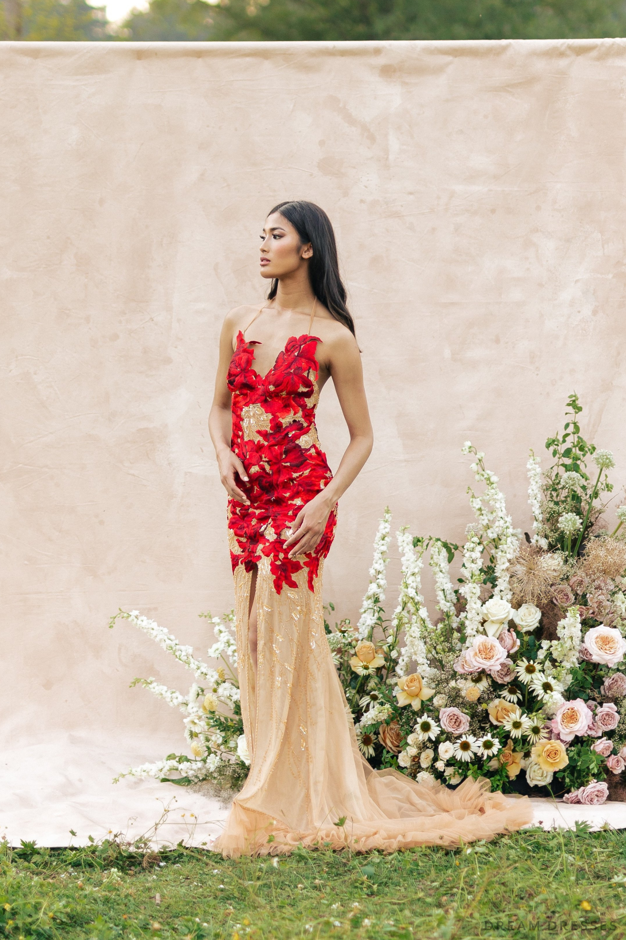 Red Evening Gown with Custom Embroidery (#LILIANE) | Dream Dresses by P.M.N. Red Evening Gown with Custom Embroidery (#LILIANE) | Dream Dresses by P.M.N.