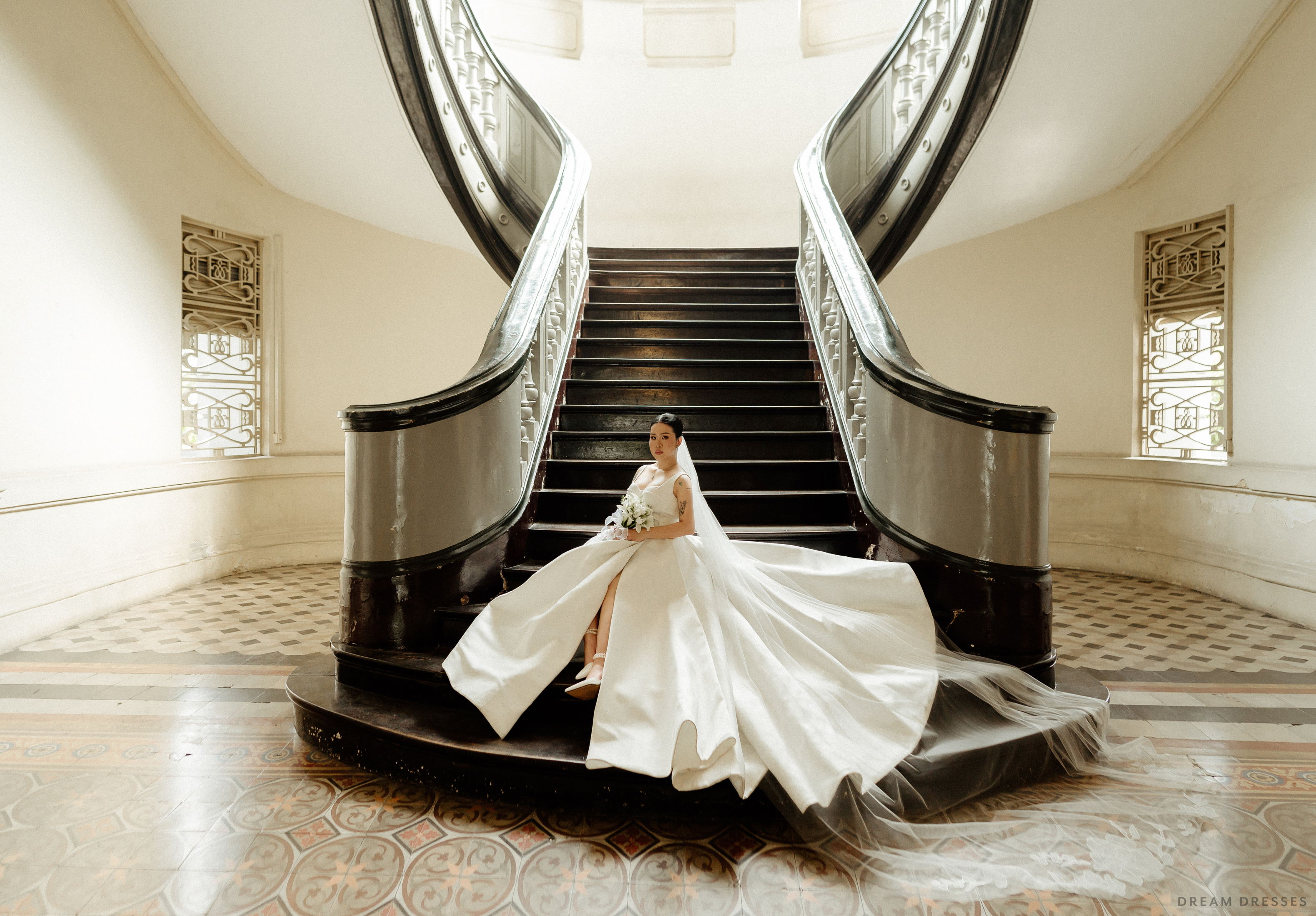 Ball Gown Wedding Dress with High Slit  (#KHANHTIEN)