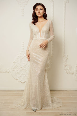 Long Sleeves Fit and Flare Bridal Dress (#SILENA)