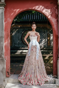 Fully Floral Lace  Wedding Dress with Corset (#SAN)