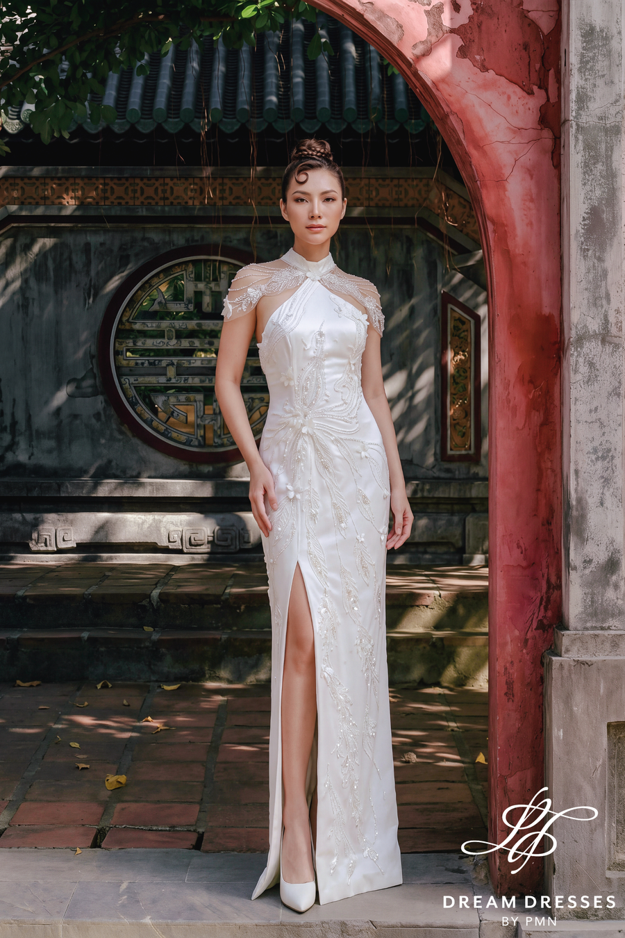 Light Ivory Modern Cheongsam Bridal Dress (#NIAN) - Dream Dresses by P.M.N.