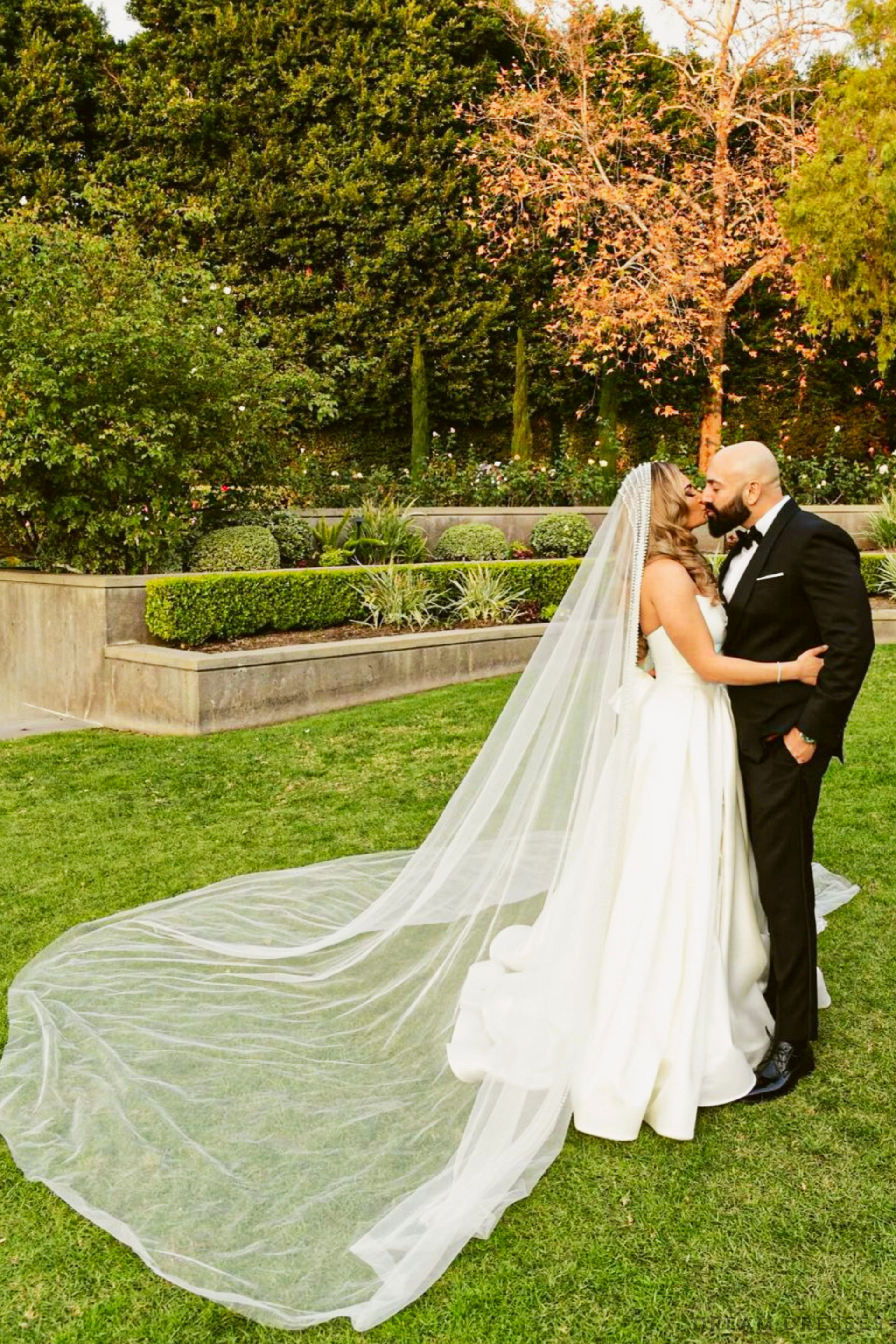 Cathedral Wedding Veil with Pearls (#QUEEN) - Dream Dresses by P.M.N.