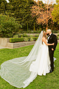 Cathedral Wedding Veil with Pearls (#QUEEN) - Dream Dresses by P.M.N.