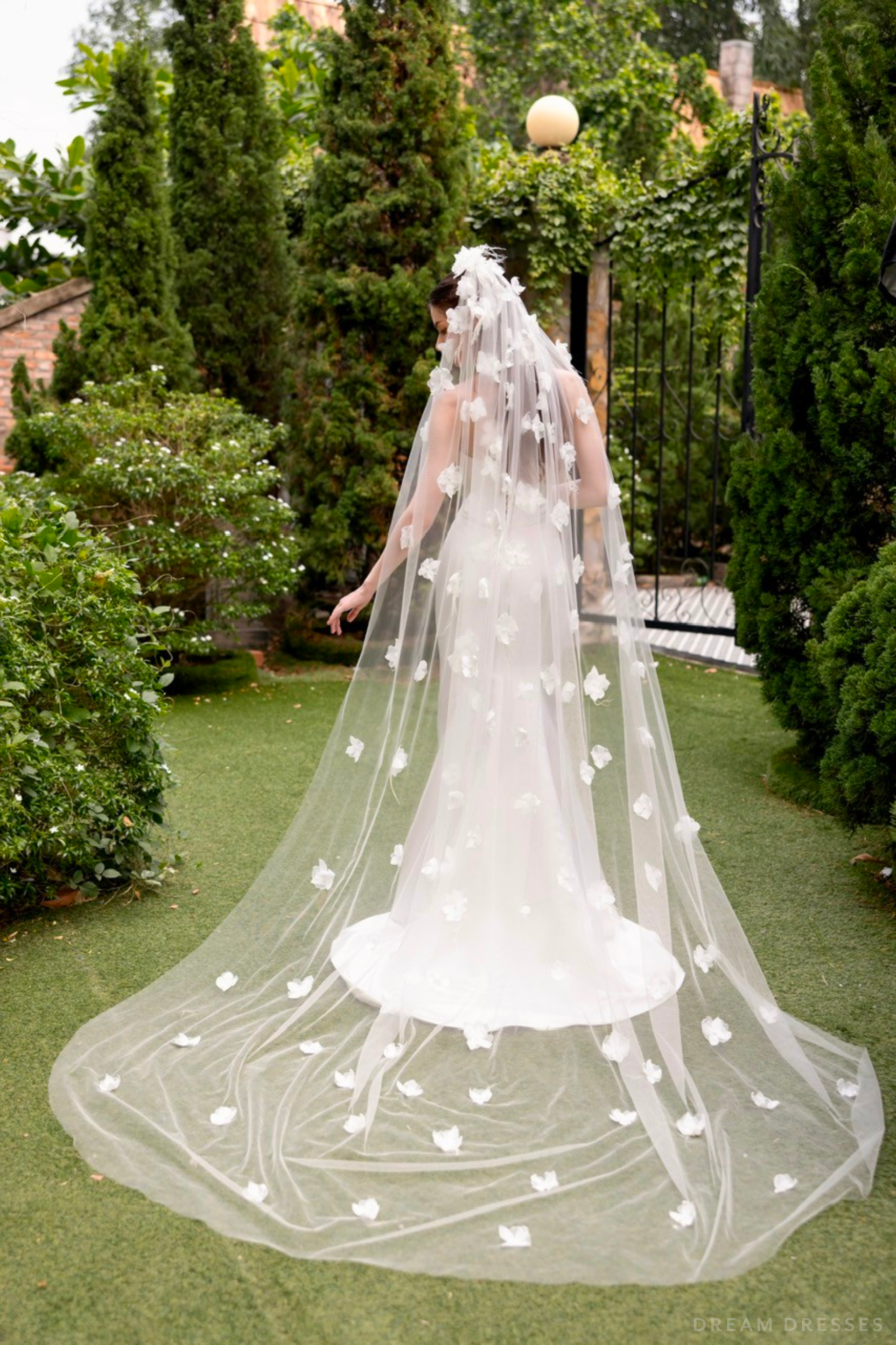 Semi Cathedral 3D Flowers Wedding Veil (#RAHA) - Dream Dresses by P.M.N.