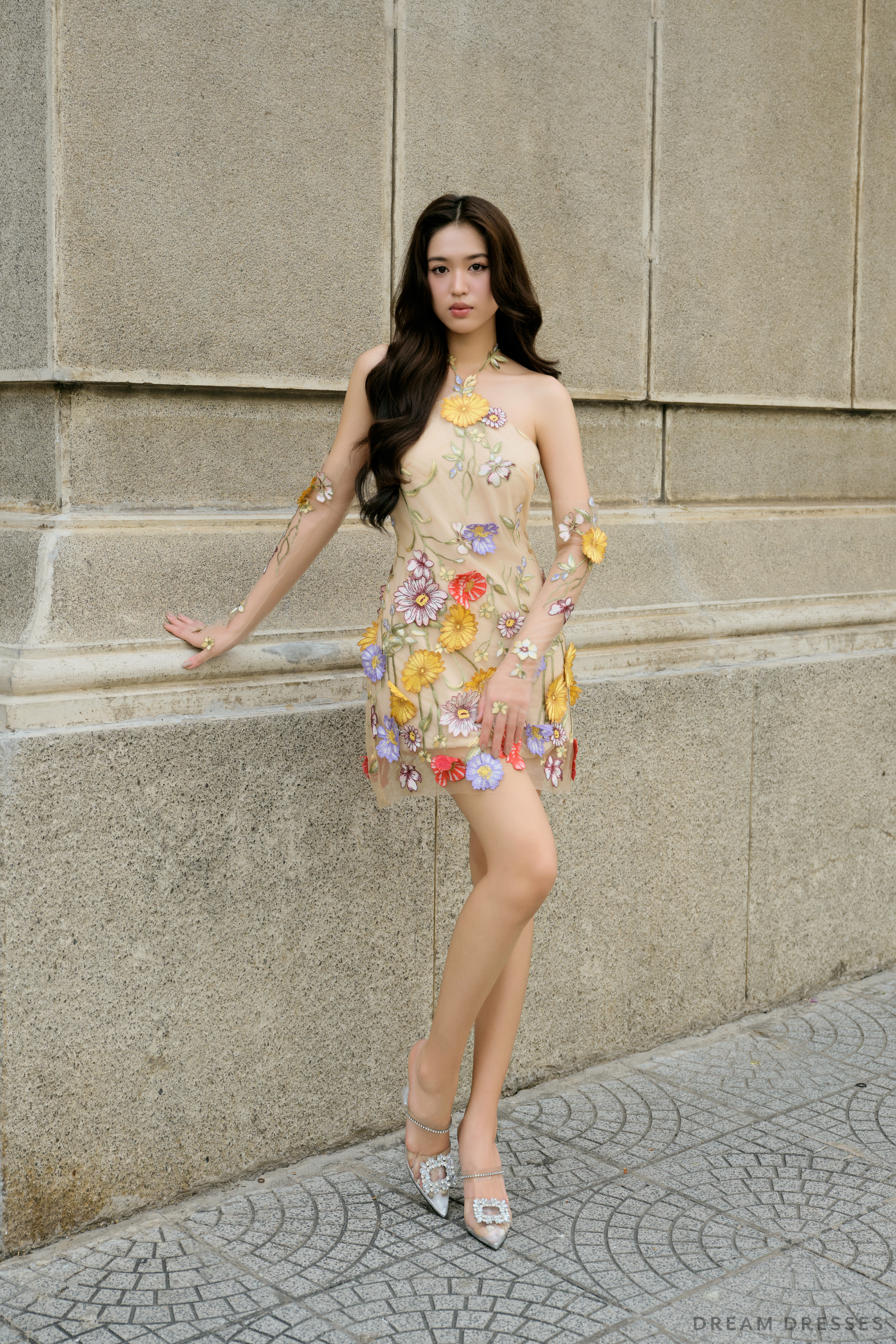 Cocktail Bridal Dress with Colorful 3D Floral Lace (#CAYDIE)